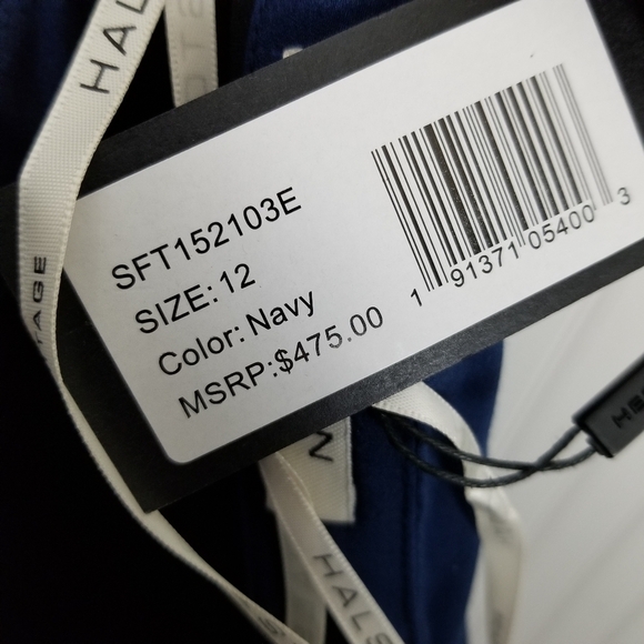 Halston Heritage Women's 12 Blue Strapless Tiered Embroidery Detail Dress Silk - Picture 9 of 13